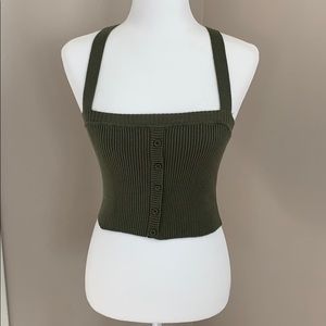 Tilly’s Sky and Sparrow Olive Button Crop Tank